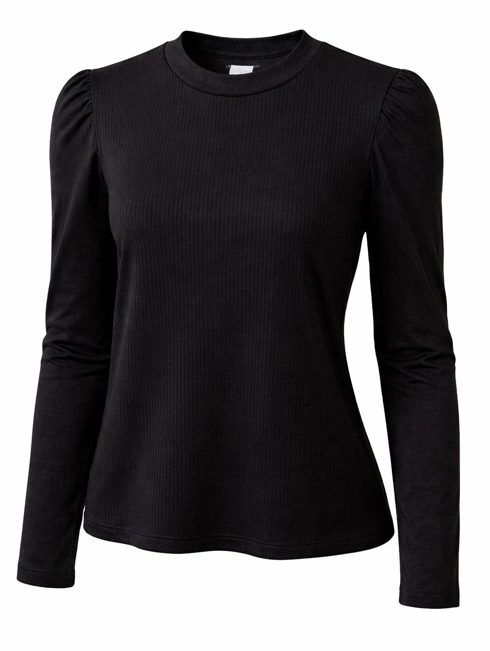 Vintage 90s Black Ribbed Wearever long puff sleeve top L Whimseygoth